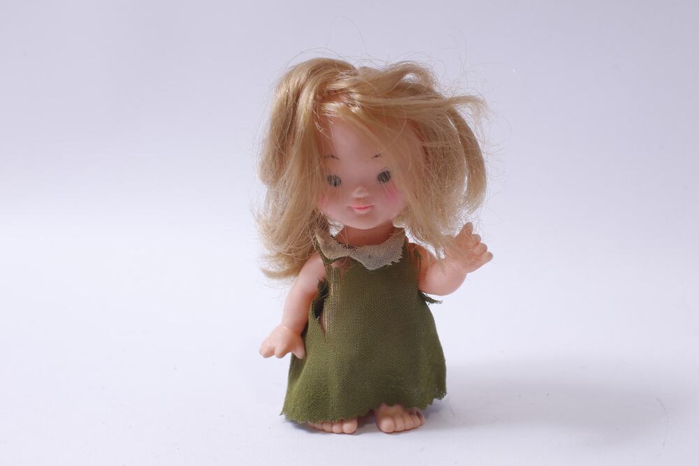 Kamar, Small Doll, Green Tunic, 1964, Flawed, Blonde Hair Small, Vintage, Doll,